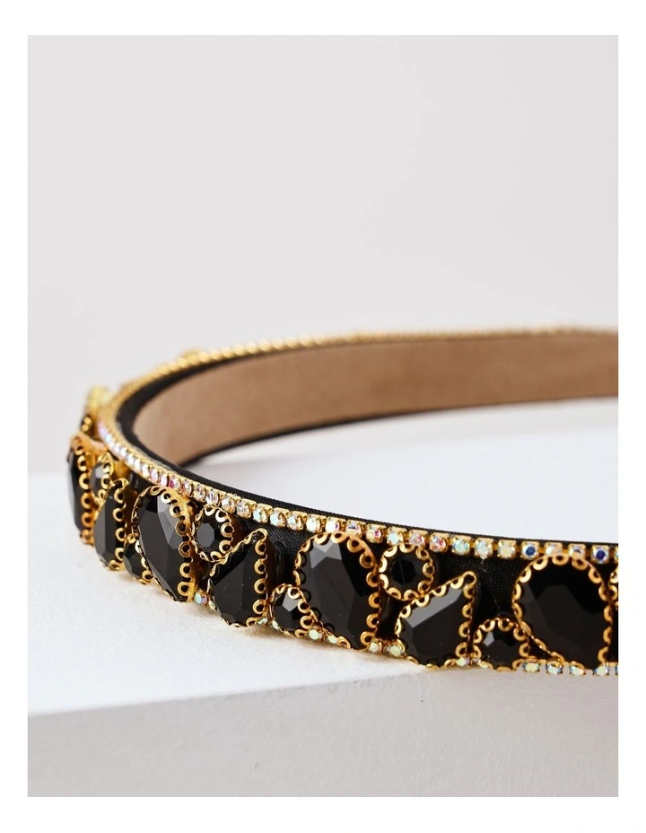 Simple Diamante Headband in Black image 3