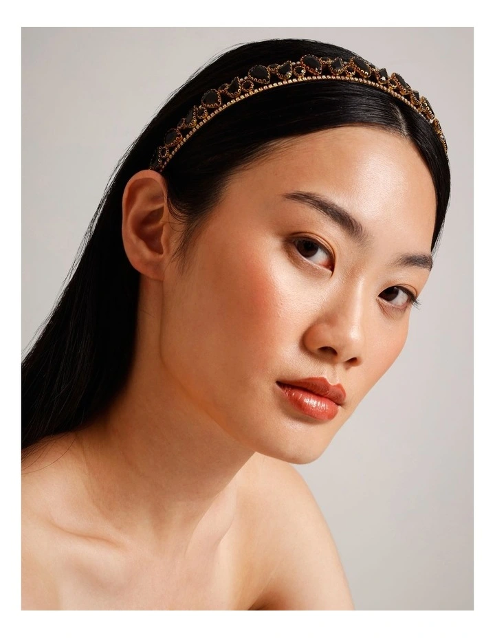 Simple Diamante Headband in Black image 4