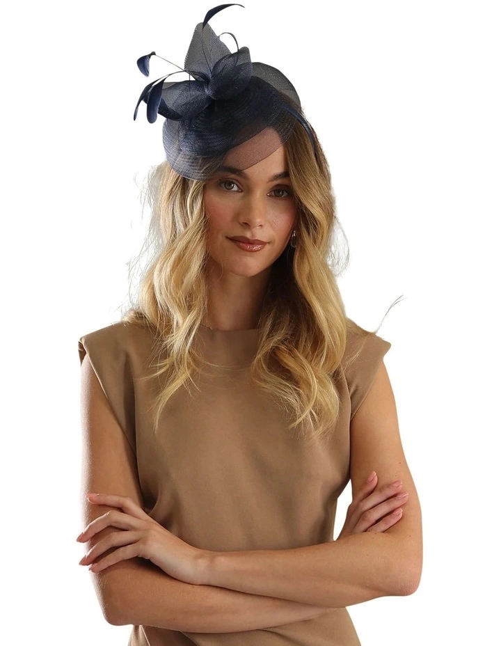 Elisa Fascinator in Navy Blue image 2