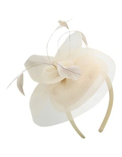 Elisa Fascinator in White Nude