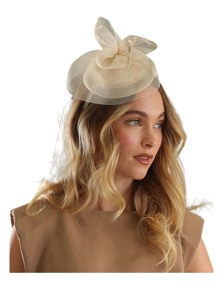Elisa Fascinator in White Nude image 2