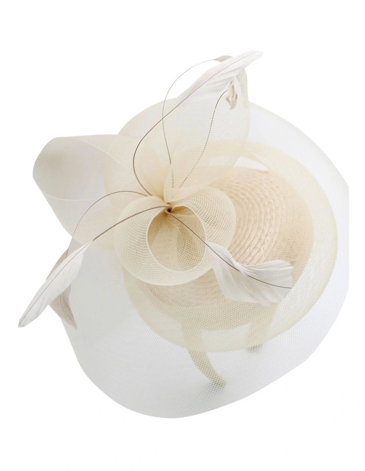 Elisa Fascinator in White Nude image 5