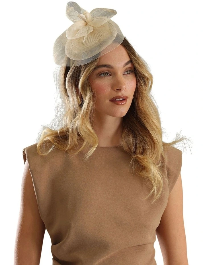 Elisa Fascinator in White Nude image 7