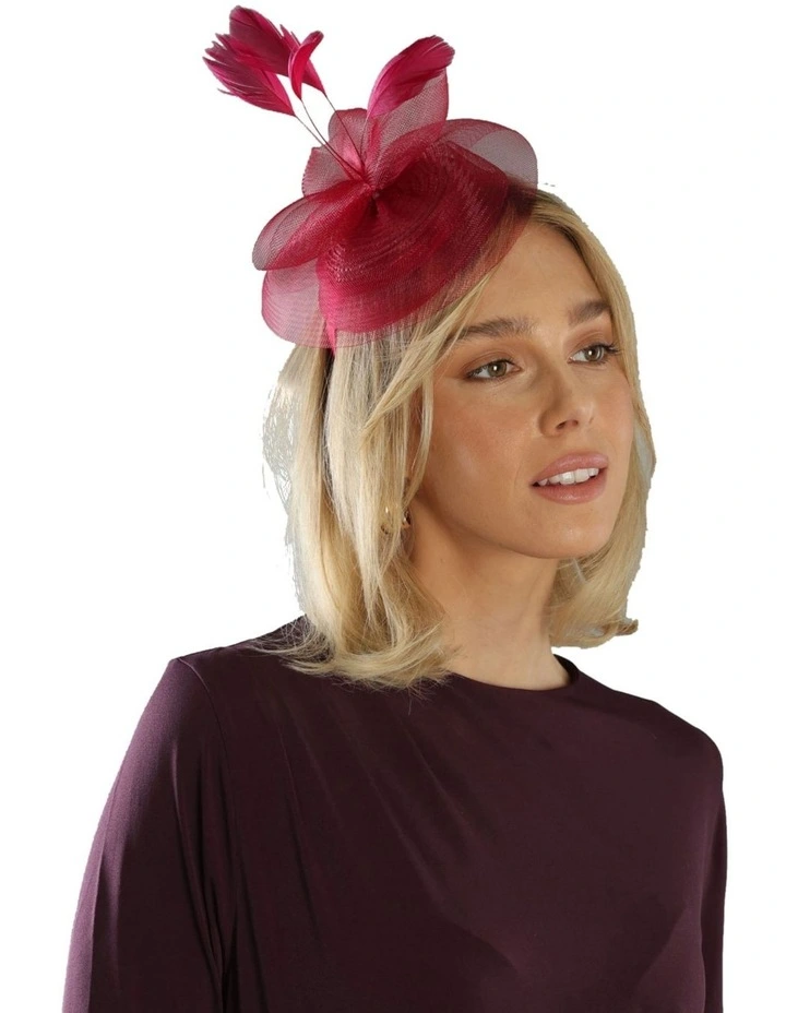 Elisa Fascinator in Burgundy Red image 2