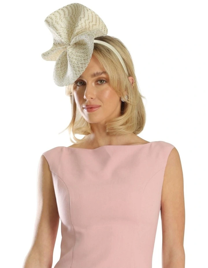 Zaria Fascinator in Ivory White/Gold image 2