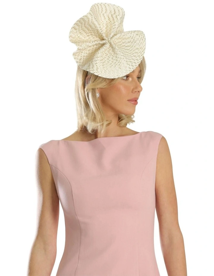 Zaria Fascinator in Ivory White/Gold image 3