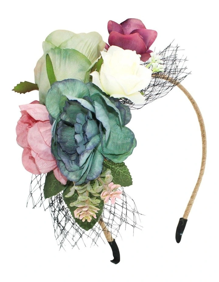 Claudia Flower Crown Headband in Blue image 1