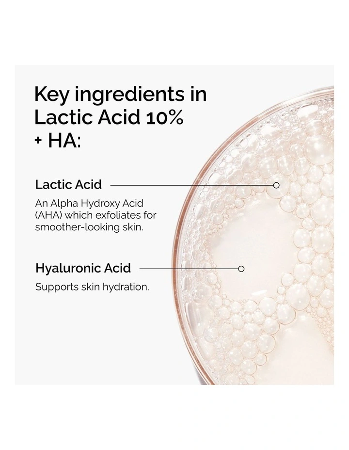 Lactic Acid 10% Hyaluronic Acid 2% Exfoliating Serum for Smoothing and Brightening30ml image 3