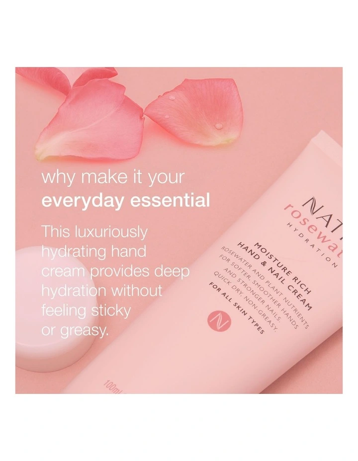 Rosewater Hydration Moisture Rich Hand & Nail Cream 100ml image 6