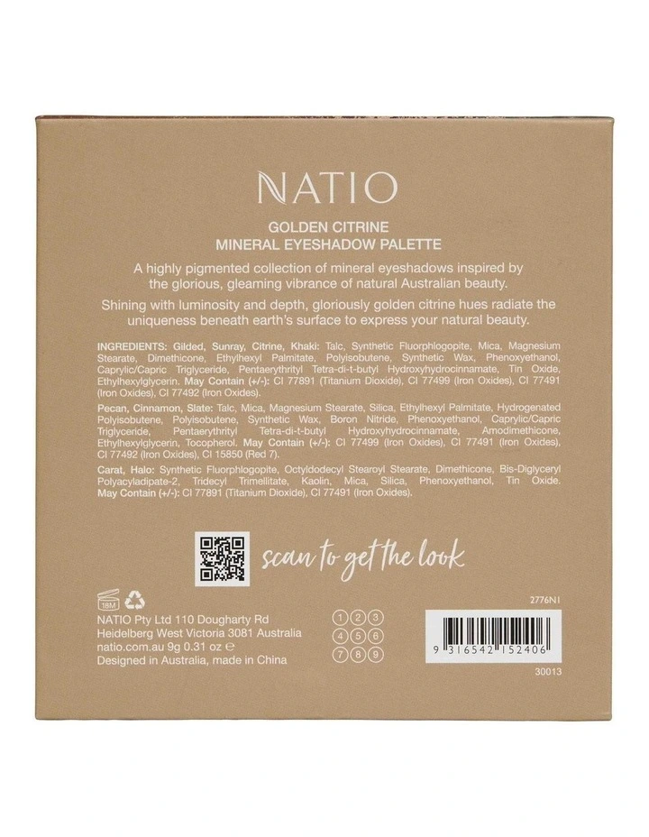 Natio Golden Citrine Mineral Eyeshadow Palette 9g MYER