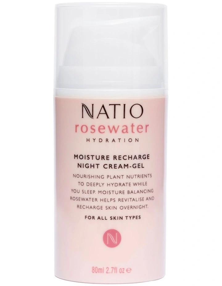 Natio Rosewater Hydration Moisture Recharge Night CreamGel 80ml MYER