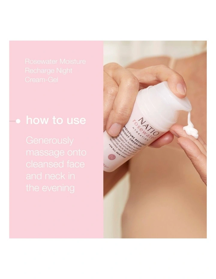 Rosewater Hydration Moisture Recharge Night Cream-Gel 80ml image 5