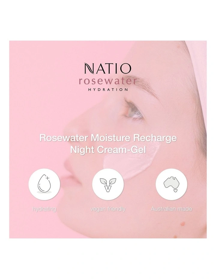 Rosewater Hydration Moisture Recharge Night Cream-Gel 80ml image 6