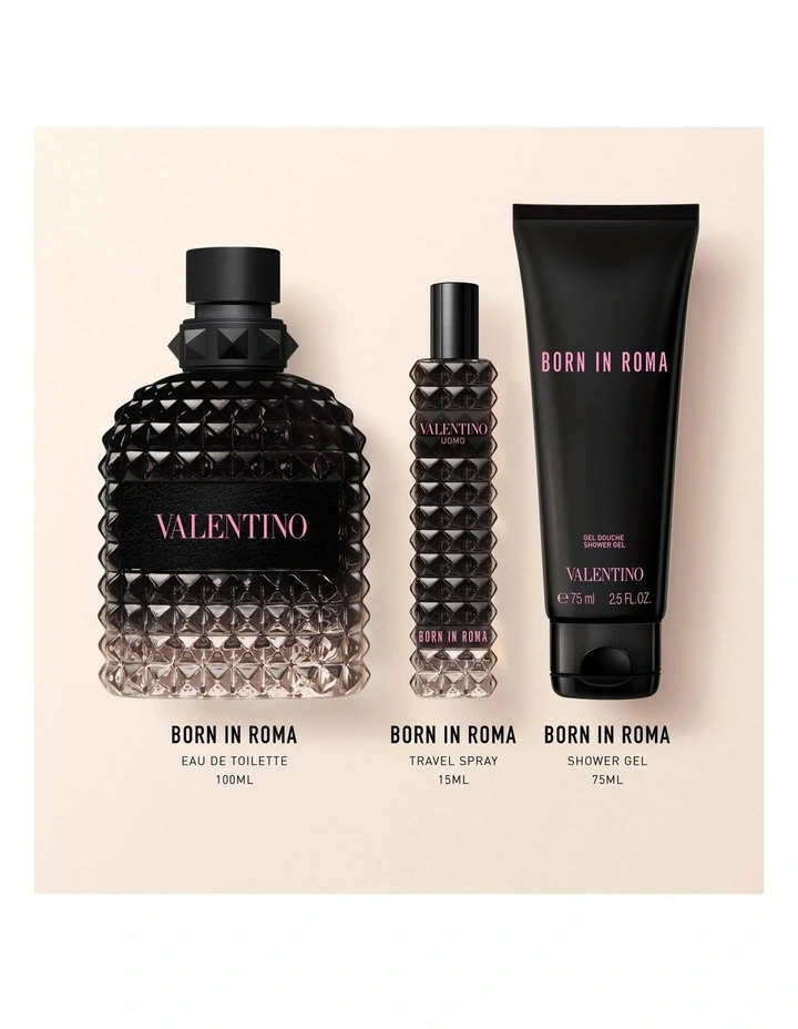 Valentino Born In Roma Uomo 100ml Set (Includes BIR Uomo Shower Gel 75ml & BIR Uomo 15ml Travel Spray) image 2