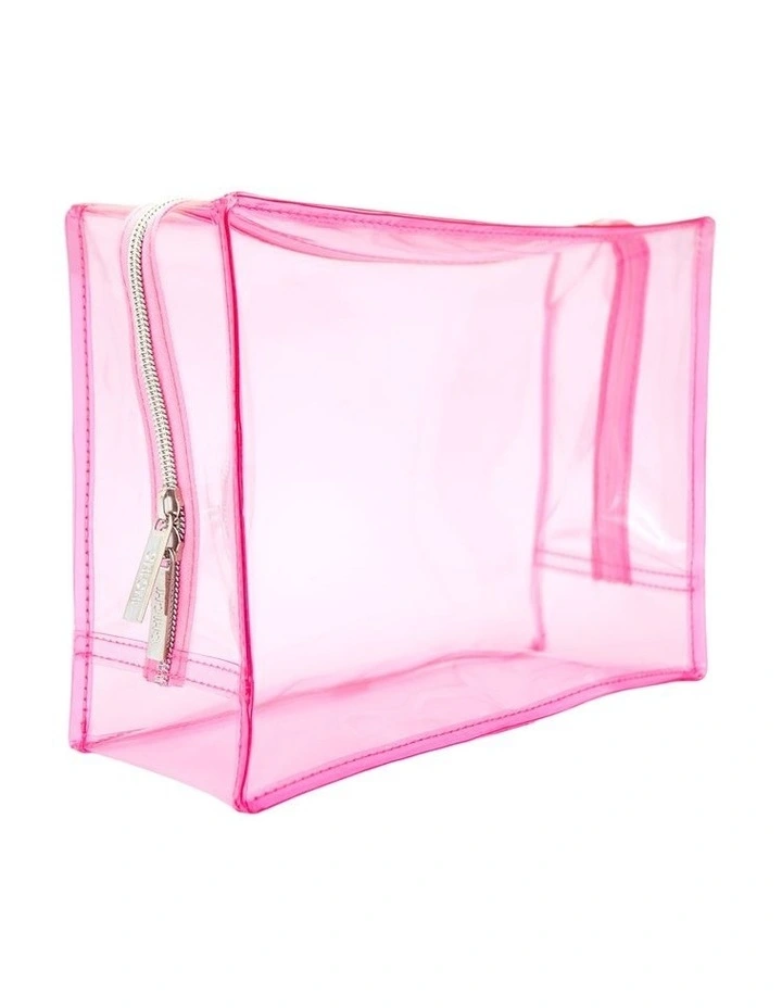 Clear Beauty Bag Large in Pink image 1