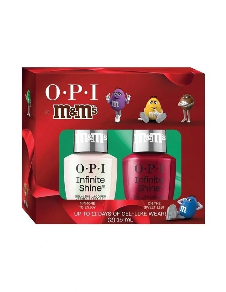 OPI x M&M's Collection Infinite Shine Duo Gift Set - Mmmore to Enjoy, On The Sweet List  2x15ml image 1