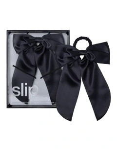 Pure Silk Hair Bow in Black