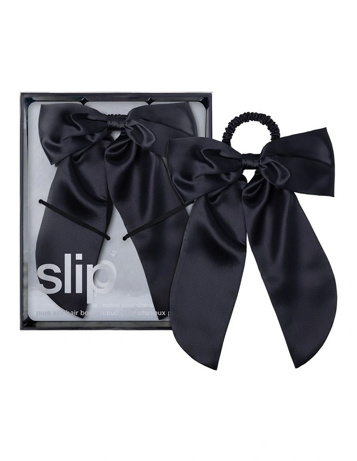 Pure Silk Hair Bow in Black image 1