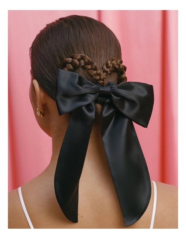 Pure Silk Hair Bow in Black image 3
