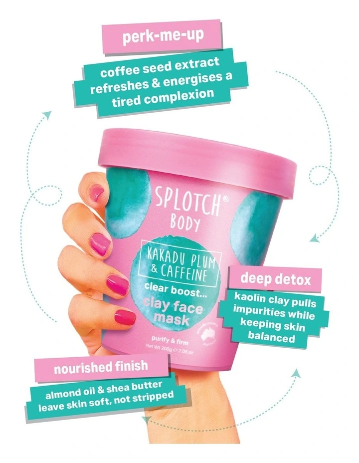 Kakadu Plum & Caffeine Clear Boost Clay Face Mask 200g image 3