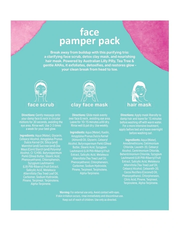 Lilly Pilly Tea Tree & Aha Clean Break Face Pamper Pack image 2