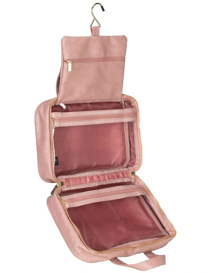 Malta Woven Hanging Fold-Out Bag in Rose image 2