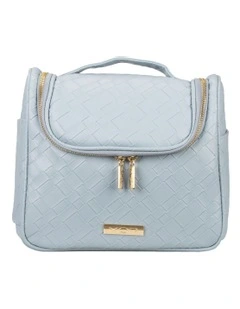 Destination Style Malta Hanging Fold-Out Bag in Woven Blue