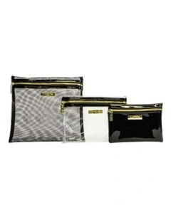 Destination Style Melbourne Cosmetic Purse Trio in Black/White