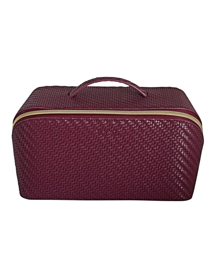 Herringbone Beauty Bag Large in Plum image 1