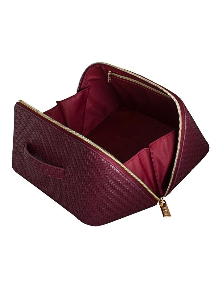 Herringbone Beauty Bag Large in Plum image 2