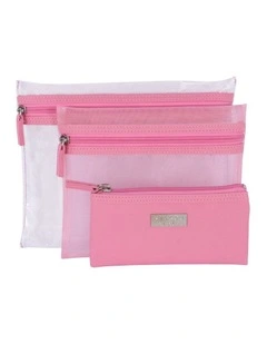 Jenna Trio Purse in Peony Pink