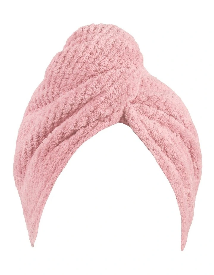 Waffle Turban Hair Towel in Light Pink image 2