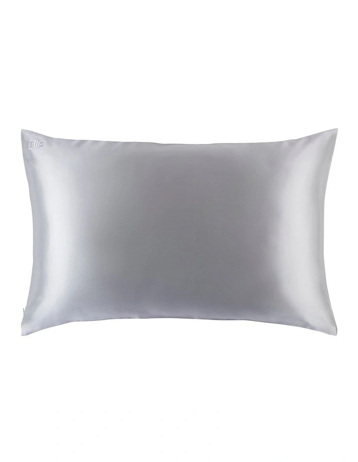 Pure Silk Queen Pillowcase in Silver image 2