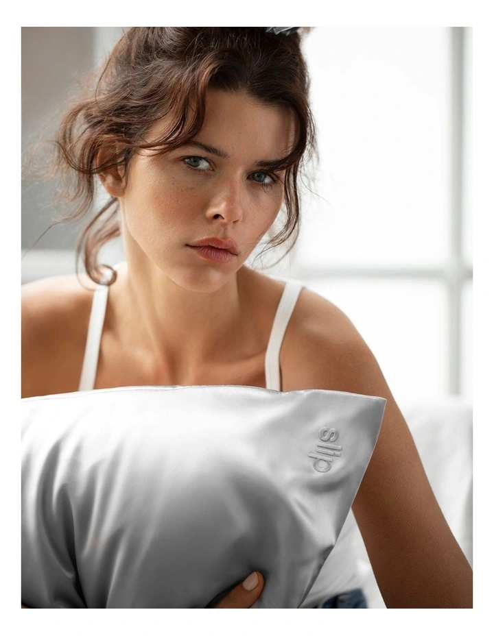 Pure Silk Queen Pillowcase in Silver image 5