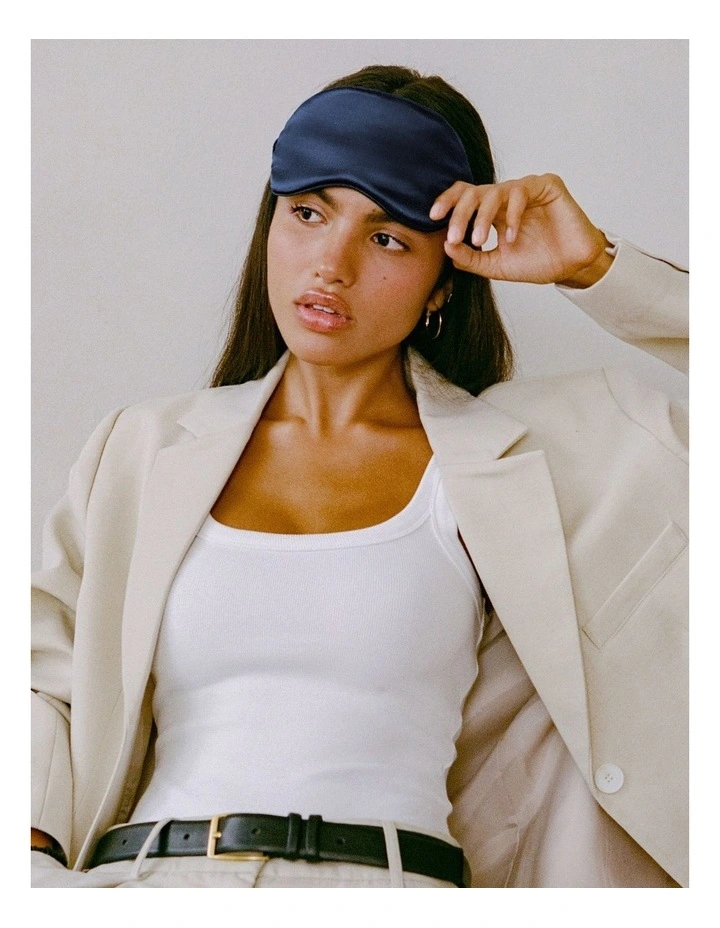 Pure Silk Sleep Mask in Navy image 4