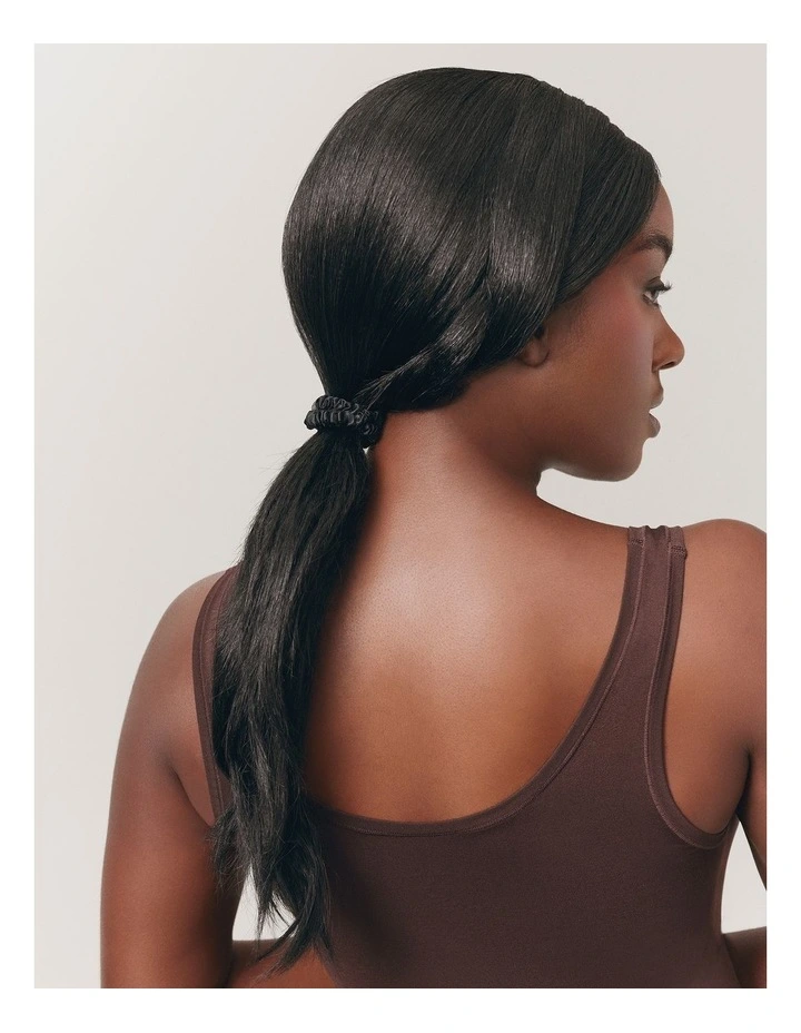 Pure Silk Back to Basics Skinny Scrunchies in Black Set of 4 image 3