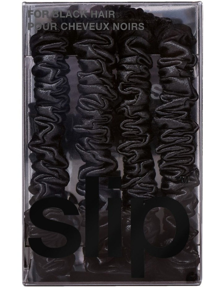 Pure Silk Back to Basics Skinny Scrunchies in Black Set of 4 image 4