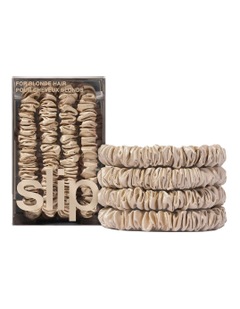 Pure Silk Back To Basics Skinny Scrunchies Set of 4 in Blonde