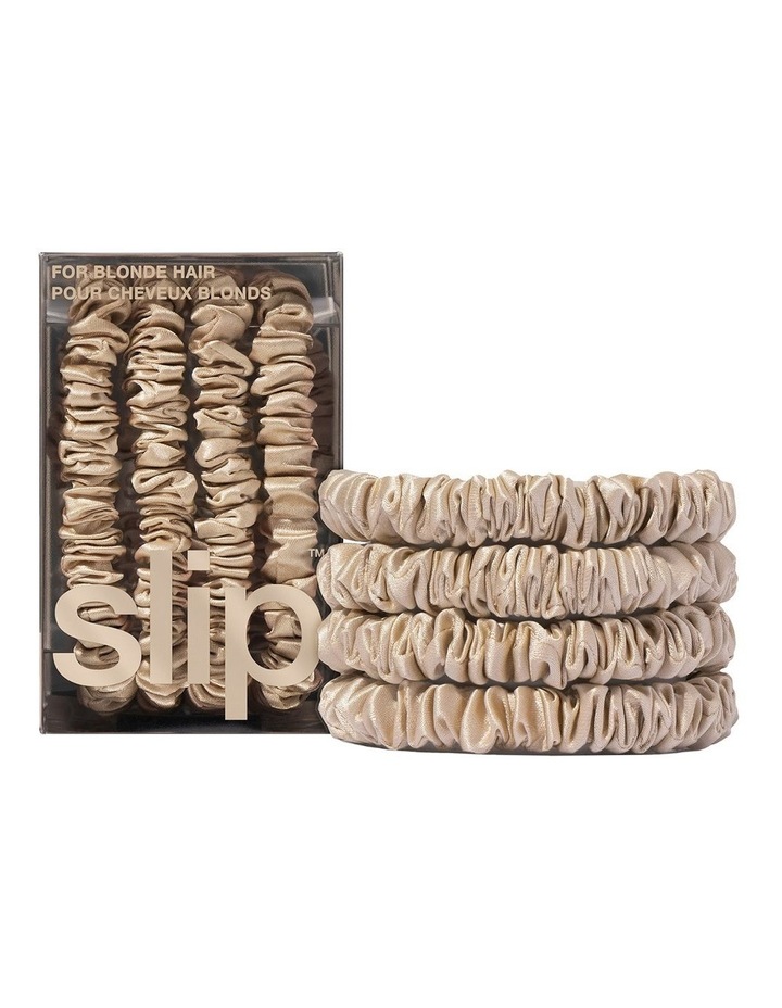Pure Silk Back To Basics Skinny Scrunchies Set of 4 in Blonde image 1