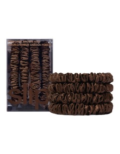 Pure Silk Back to Basic Skinny Scrunchies Set of 4 in Dark Brown