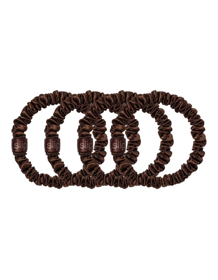 Pure Silk Back to Basic Skinny Scrunchies Set of 4 in Dark Brown image 2