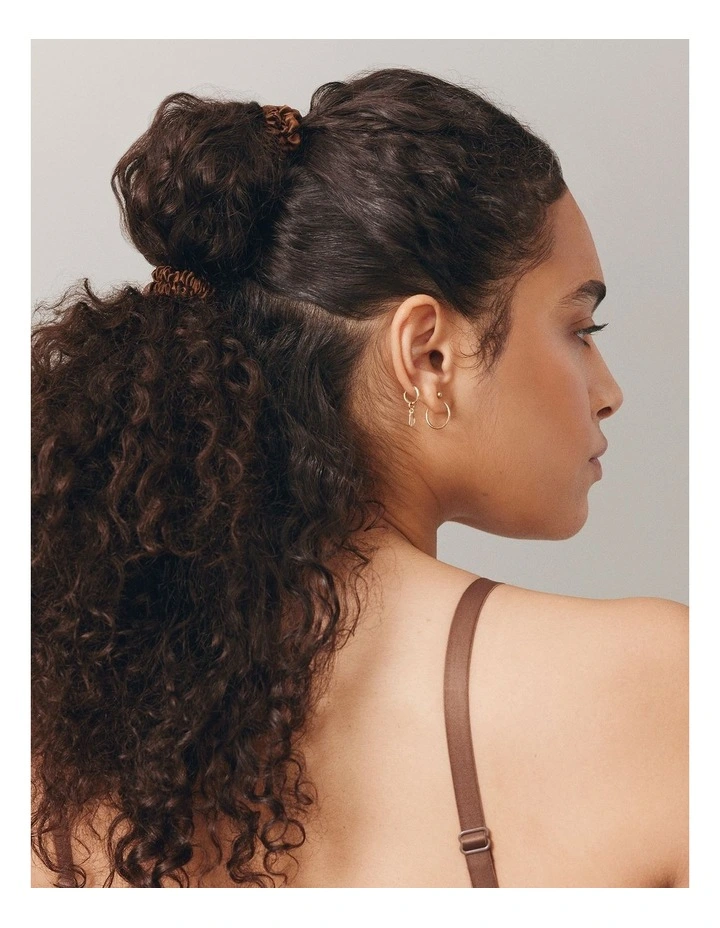 Pure Silk Back to Basic Skinny Scrunchies Set of 4 in Dark Brown image 3