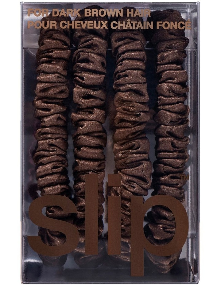 Pure Silk Back to Basic Skinny Scrunchies Set of 4 in Dark Brown image 4
