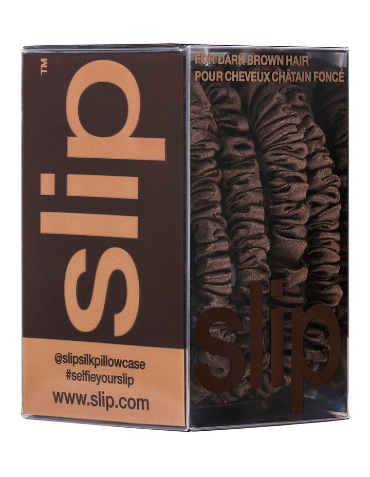 Pure Silk Back to Basic Skinny Scrunchies Set of 4 in Dark Brown image 5