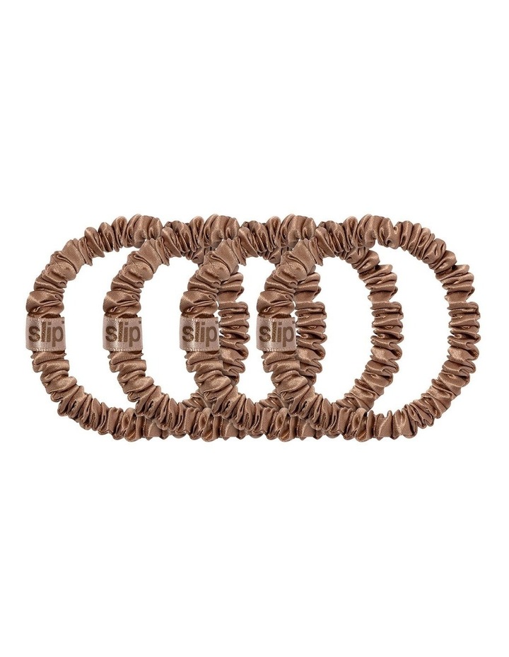 Pure Silk Skinny Scrunchies Set of 4 in Light Brown image 2