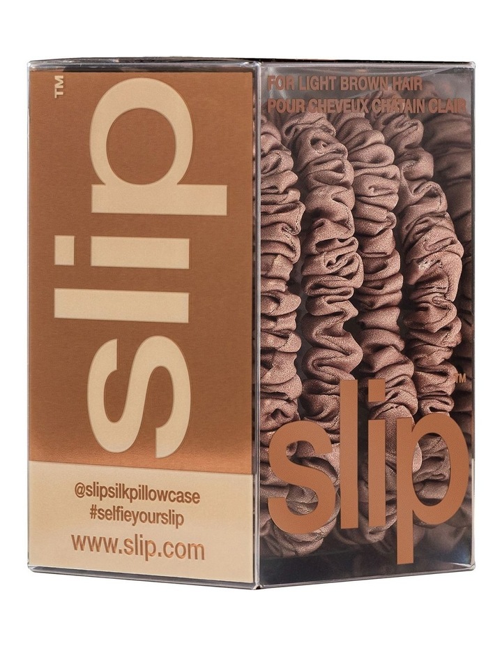 Pure Silk Skinny Scrunchies Set of 4 in Light Brown image 5