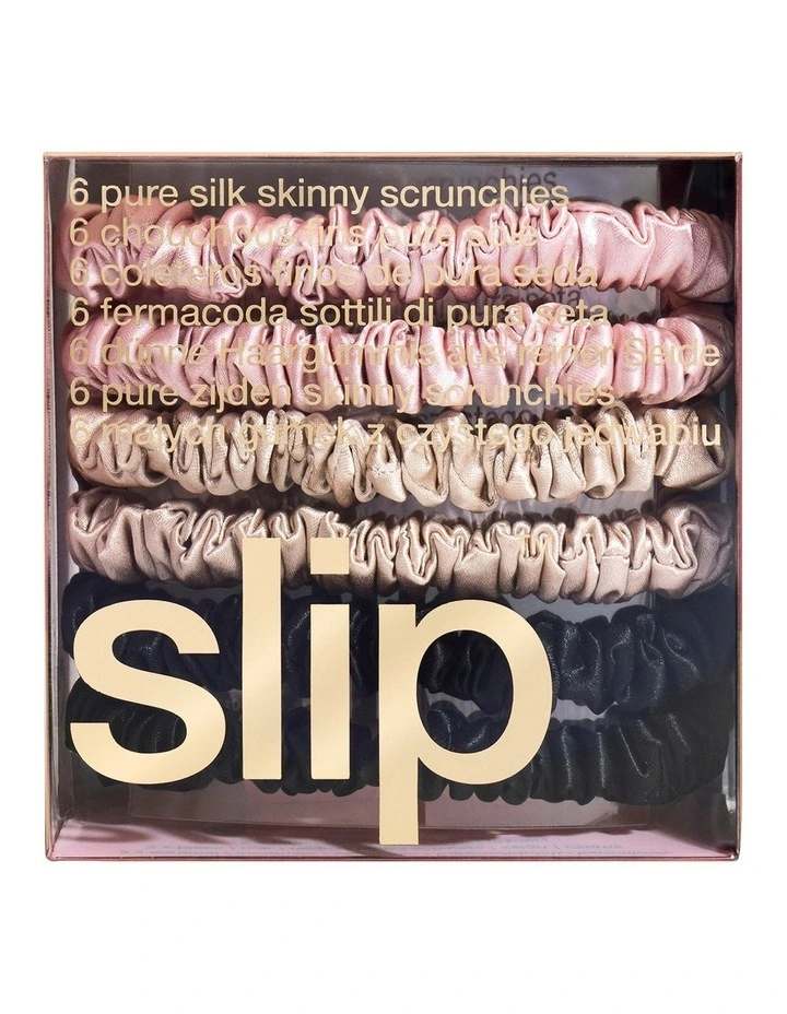 Pure Silk Skinny Scrunchies Set of 6 in Multi image 4