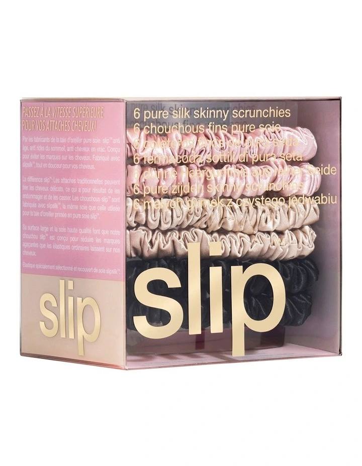 Pure Silk Skinny Scrunchies Set of 6 in Multi image 5