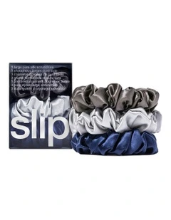 Pure Silk Large Scrunchies Set of 3 in Multi
