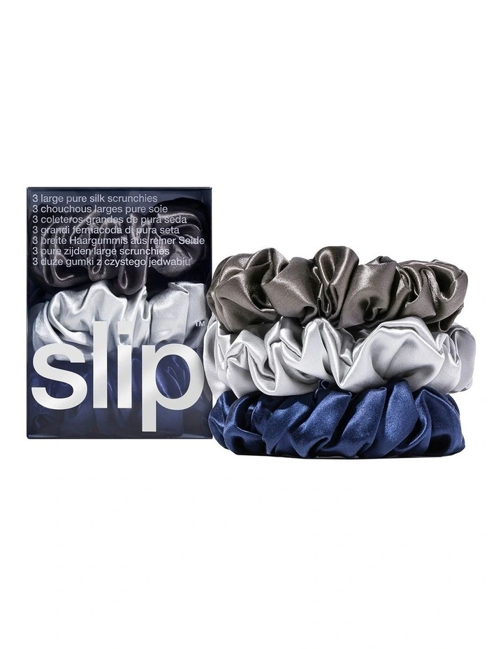 Pure Silk Large Scrunchies Set of 3 in Multi image 1